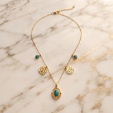 Zelya Anti-Tarnish Gold Turquoise Pendant Necklace