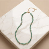 Zelya Emerald Aura Natural Stone Necklace | Green Crystal Beaded Necklace