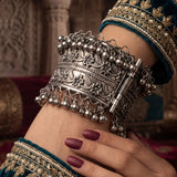 Vintage Oxidised Ghungroo Cuff Bracelet