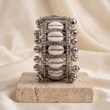 Zelya Premium Oxidised Cowrie Shell Bracelet for Women | Handmade Ghungroo Ethnic Cuff Bracelet