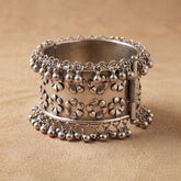 Floral Ghungroo Oxidised Statement Cuff Bracelet