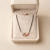 Love Heart Rose Gold Mangalsutra for Women | CZ Diamond Pendant Black Bead Necklace