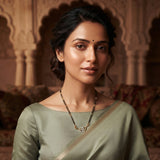 Eternal Heart Gold Mangalsutra for Women | CZ Crystal Heart Pendant Black Bead Necklace