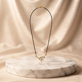Eternal Heart Gold Mangalsutra for Women | CZ Crystal Heart Pendant Black Bead Necklace