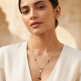 Zelya Anti-Tarnish Gold Mangalsutra for Women | Black Bead Geometric Pendant Necklace