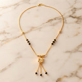 Zelya Anti-Tarnish Gold Mangalsutra for Women | Black Bead Geometric Pendant Necklace