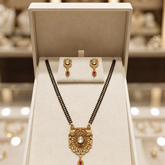 Royal Heritage Mangalsutra & Earrings Set for Women | Traditional Temple Design Gold Pendant with Matching Stud Earrings