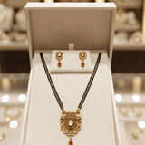 Royal Heritage Mangalsutra & Earrings Set for Women | Traditional Temple Design Gold Pendant with Matching Stud Earrings