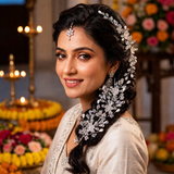 Zelya Crystal Floral Bridal Hair Tiara for Women | Handmade Wedding Hair Vine