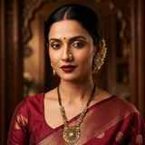 Royal Heritage Mangalsutra & Earrings Set for Women | Traditional Temple Design Gold Pendant with Matching Stud Earrings