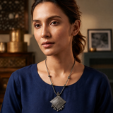 Oxidised Diamond Shape Statement Necklace
