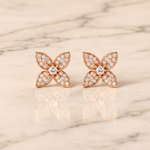 Rose Gold Butterfly Crystal Stud Earrings | Premium Floral Earrings for Women