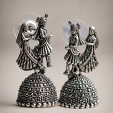 Zelya Oxidized Dancing Couple Jhumka Earrings for Women | Traditional Folk Art Jhumkas