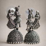Zelya Oxidized Dancing Couple Jhumka Earrings for Women | Traditional Folk Art Jhumkas