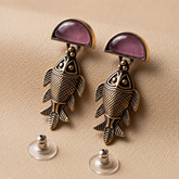 Brass Mushroom Drop Earrings