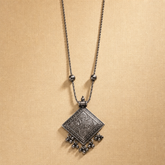 Oxidised Diamond Shape Statement Necklace