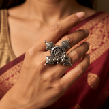 Chandrika Oxidised Statement Ring