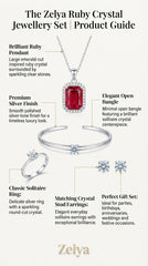 Royal Ruby Crystal 4-Piece Jewellery Gift Set | Pendant Necklace, Adjustable Ring, Bracelet & Stud Earrings