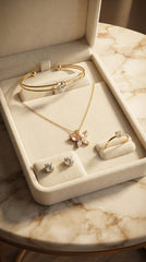 Butterfly Crystal 4-Piece Gold Jewellery Gift Set | Necklace, Bracelet, Ring & Stud Earrings