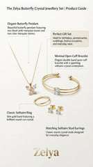 Butterfly Crystal 4-Piece Gold Jewellery Gift Set | Necklace, Bracelet, Ring & Stud Earrings