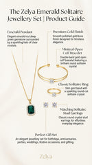 Emerald Solitaire 4-Piece Gold Jewellery Gift Set | Necklace, Bracelet, Ring & Stud Earrings