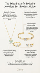 Butterfly Crystal 4-Piece Gold Jewellery Gift Set | Necklace, Bracelet, Ring & Stud Earrings