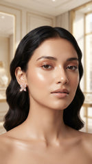 Rose Gold Butterfly Crystal Stud Earrings | Premium Floral Earrings for Women