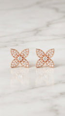Rose Gold Butterfly Crystal Stud Earrings | Premium Floral Earrings for Women