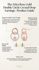 Rose Gold Crystal Circle Drop Earrings | Premium Pavé Hoop Earrings for Women