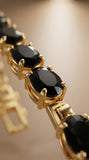 Gold & Black Oval Tennis Bracelet for Women | Premium Crystal Bracelet