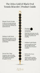 Gold & Black Oval Tennis Bracelet for Women | Premium Crystal Bracelet