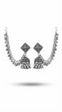 Oxidized Jhumka Earrings with Ear Chain | Traditional Boho Earrings for Women