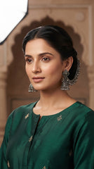 Oxidized Jhumka Earrings with Ear Chain | Traditional Boho Earrings for Women