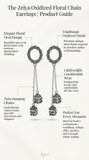 Oxidized Floral Chain Drop Earrings for Women | Traditional Antique Silver Earrings