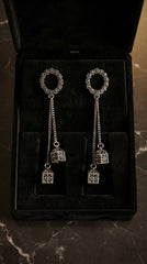 Oxidized Floral Chain Drop Earrings for Women | Traditional Antique Silver Earrings