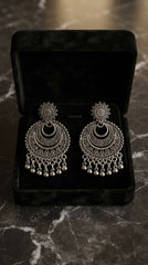 Oxidized Chandbali Drop Earrings for Women | Traditional Boho Statement Earrings