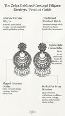 Oxidized Chandbali Drop Earrings for Women | Traditional Boho Statement Earrings
