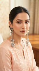 Oxidized Kashmiri Bird Tassel Earrings for Women | Traditional Ethnic Drop Earrings