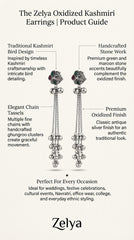 Oxidized Kashmiri Bird Tassel Earrings for Women | Traditional Ethnic Drop Earrings