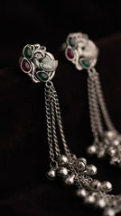 Oxidized Kashmiri Bird Tassel Earrings for Women | Traditional Ethnic Drop Earrings