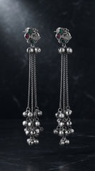 Oxidized Kashmiri Bird Tassel Earrings for Women | Traditional Ethnic Drop Earrings