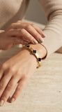 Zelya Anti-Tarnish Gold Clover Bracelet for Women | Black Clover Stainless Steel Bangle