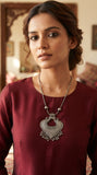 Oxidised Statement Heart Pendant Necklace