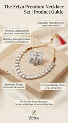 Zelya Mirror Crystal Adjustable Necklace Set for Women | Silver Finish Choker with Matching Earrings | Statement Jewellery Set