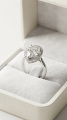 Zelya Pear Halo Statement Ring for Women | Pear-Cut Crystal Adjustable Ring | Silver Finish Cocktail Ring