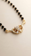 Eternal Heart Gold Mangalsutra for Women | CZ Crystal Heart Pendant Black Bead Necklace