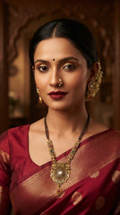 Royal Heritage Mangalsutra & Earrings Set for Women | Traditional Temple Design Gold Pendant with Matching Stud Earrings