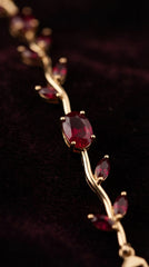 Ruby Tulip Vine Bracelet for Women | Gold-Plated Floral Ruby Stone Bracelet | Elegant Daily Wear Jewelry