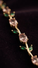 Pink Tulip Vine Bracelet for Women | Gold-Plated Floral Pink Crystal Bracelet | Elegant Everyday Jewelry