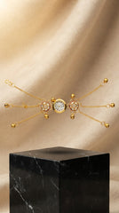 Kashmiri Heritage Bracelet Watch for Women | Gold-Plated Kundan Floral Bracelet Watch | Traditional Ethnic Jewelry Watch